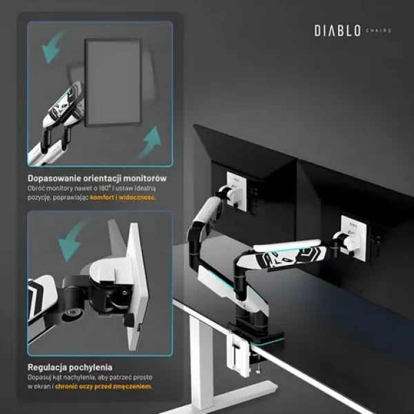 Diablo RGB X-Arm Dual bílo-černá / Rameno na 2 monitory / Do 35" / RGB (1875)