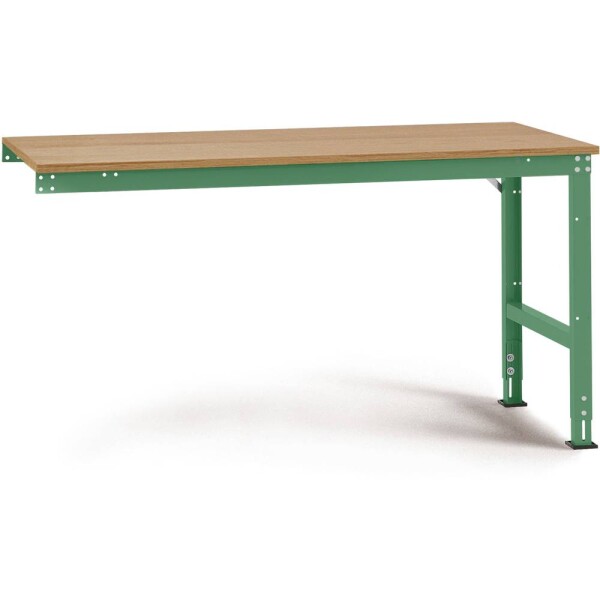 Manuflex AU6095.6011 Pracovní Přístavný stůl Univerzální standardní s multiplex deska, Šxhxv = 1750 x 1000 x 760-870 mm rezedově zelená (RAL 6011)