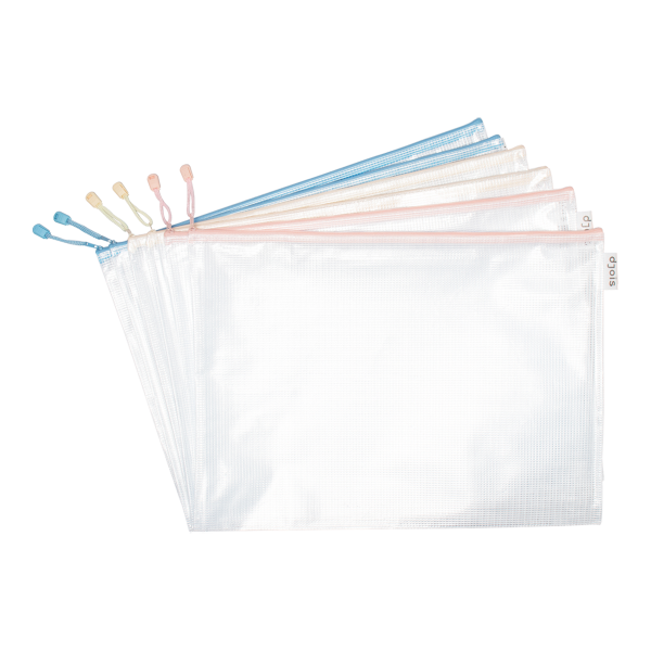 Djois obálka se zipem, A3, PVC, mix pastelových barev, 6 ks