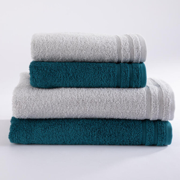 Sada froté ručníků a osušek MELISA šedá + petrolejová 4 ks