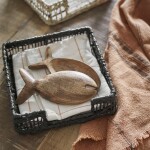 MADAM STOLTZ Salátový příbor Fish Mango Wood, přírodní barva, dřevo