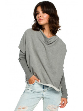 B094 Oversized top s výstřihem do V na zádech - šedý EU 2XL/3XL