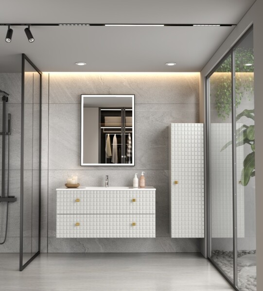 Erga Samira, LED zrcadlo 60x80cm v černém rámu, 2185 lm, 3 barvy světla, přední/zadní osvětlení, ERG-V01-SAMIRA-6080-BK