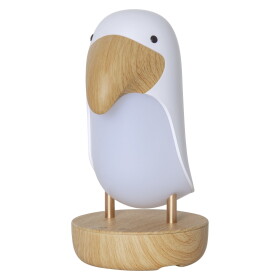 STAR TRADING Dětská LED lampička Toucan, bílá barva, přírodní barva, dřevo, plast