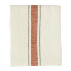 MADAM STOLTZ Bavlněná utěrka Off White/Tomato/Taupe 45 x 70 cm, krémová barva, textil