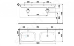 Mio-N Dvojumyvadlo 1300x450 mm, s přepadem, se 2 otvory pro baterie, Jika perla, bílá H8147141001041