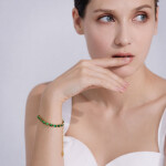 Náramek se zelenými zirkony Eugenia - tennis náramek, Zlatá 16 cm + 5 cm (prodloužení)