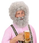 Ptakoviny.cz Paruka s vousy šedivá kudrnatá