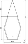 MEXEN - Orla zrcadlo s osvětlením 60 x 80 cm, LED 6000K, černý rám 9815-060-080-611-70