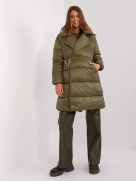 Lehká péřová dámská zimní bunda khaki barvě Factory Price (TR8310) odstíny zelené S (36)