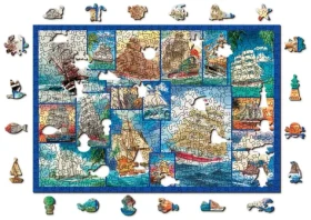 WOODEN CITY Dřevěné puzzle Plachetnice 2v1