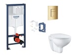 GROHE - Rapid SL Set předstěnové instalace, klozetu, sedátka SoftClose, tlačítka Skate Cosmopolitan a sady pro vhazování tablet, Cool Sunrise SANI11BB4154
