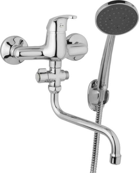 JB Sanitary Nástěnná umyvadlová a sprchová baterie SLIM, rozteč 150 mm, otočný přepínač, s příslušenstvím, trubkové ramínko 300 mm A10 37 51