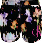 Pánské plavky SHORT DRAWSTRING KM0KM00968 0GJ černá barevným vzorem Calvin Klein