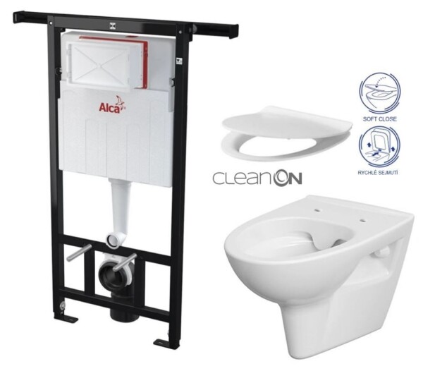 ALCA Jádromodul - předstěnový instalační systém bez tlačítka + WC CERSANIT CLEANON PARVA + SEDÁTKO AM102/1120 X PA2