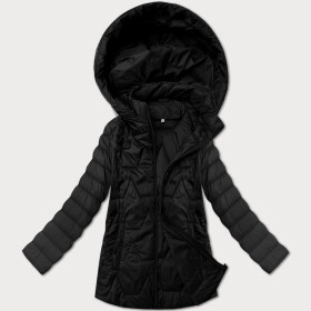 Lehká černá dámská prošívaná plus size bunda s kapucí J Style (16M9263-392) odstíny černé 50