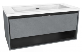 Kielle - Meara Skříňka s umyvadlem 90 cm, beton/matná černá 50026S905
