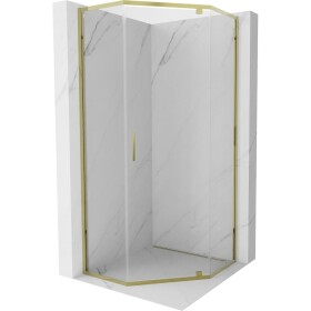 MEXEN - Exo sprchová kout pětiboký křídlový 90 x 90, transparent, zlato 812-090-090-50-00