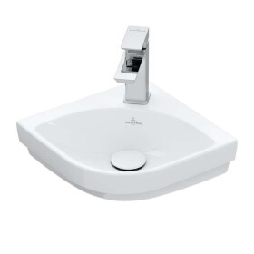 VILLEROY & BOCH - Subway 3.0 Umývátko rohové 32x32 cm, bez přepadu, otvor pro baterii, CeramicPlus, Stone White 437146RW