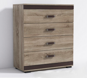 Komoda P12 Barva korpusu: Dub - sonoma, Lišta: Wenge, Barva dvířek: Wenge