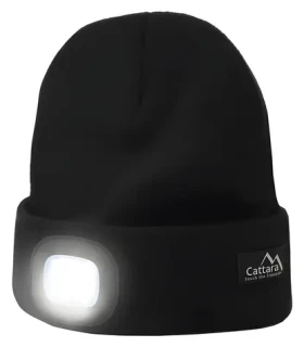 Cattara Čepice BLACK s LED svítilnou USB nabíjení / 4x45lm LED / 250 mA (14021)