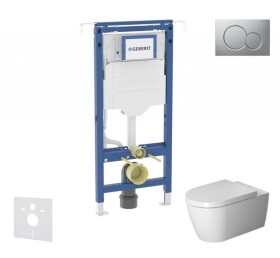 GEBERIT - Duofix Set předstěnové instalace, klozetu a sedátka Duravit ME by Starck, tlačítka Sigma01, Rimless, SoftClose, matný chrom SANI11CP2103