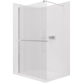 CERANO Sprchová zástěna Walk-in Onyx Round L/P - 8 mm + polička/držák na ručníky - kulatá vzpěra - chrom, rýhované sklo - 80x200 cm
