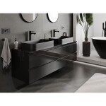 MEXEN/S - Orio koupelnová skříňka pod umyvadlo 160 cm s deskou, 2 zásuvky, černá lesk 91A10-16047-2-BFFC70