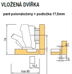 Blum závěs polonaložený 155°, excentr (347932)