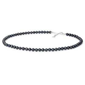Perlový náhrdelník Leola - černá sladkovodní perla, stříbro 925/1000, 40 cm + 3 cm (prodloužení) Černá