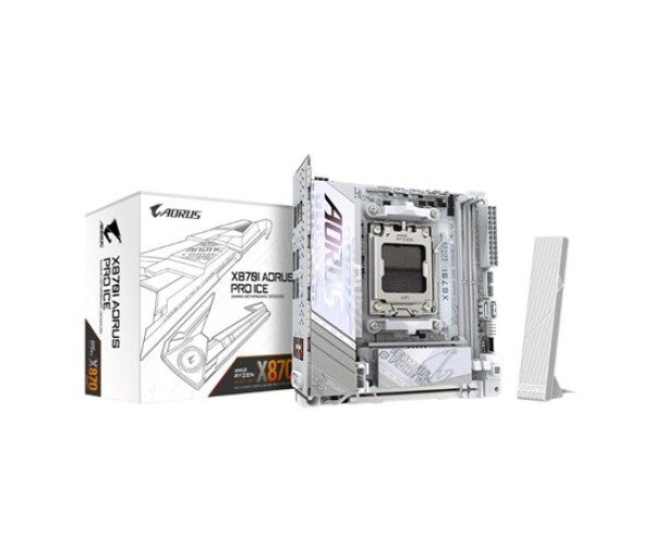 GIGABYTE MB Sc AM5 X870I AORUS PRO ICE, AMD X870, 2xDDR5, 1xHDMI, 1xUSB4, WiFi, Mini-ITX EDF_1706010