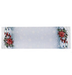 DumDekorace Vánoční gobelínový ubrus s lurexem - vánoční skřítek a zimní krajina Šířka: 45 cm | Délka: 90 cm