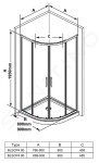 RAVAK - Blix Sprchový kout čtvrtkruhový, 900x900 mm, černá/čiré sklo X3BM70300Z1