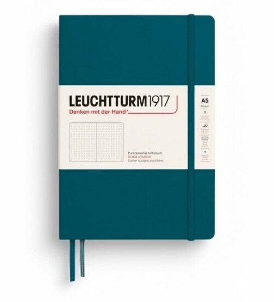 Leuchtturm1917 Zápisník Pacific Green Medium A5 tečkovaný