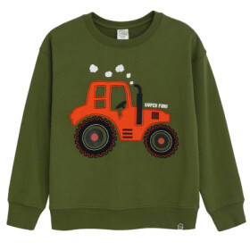 Mikina s traktorem- zelená - 128 GREEN