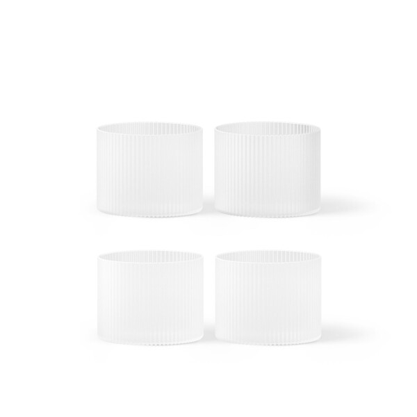 Ferm Living Skleničky Ripple Frosted Low 200 ml – set 4 ks, bílá barva, sklo
