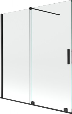MEXEN/S - Velar Dvoukřídlá posuvná vanová zástěna 150 x 150 cm, transparent, černá 896-150-000-01-70