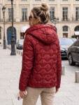 Dámská prošívaná přechodová bunda s kapucí, bordová, FashionStreet TY5885 L