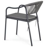 Zahradní židle, kov, polyratan, šedá, AZC-L1352 GREY