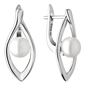Stříbrné náušnice s perlou Gemia, stříbro 925/1000, Bílá