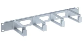 Intellinet 19" panel pro správu kabelů šedá / Organizér kabelů / 1U / 4 plastová oka (711067)