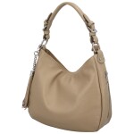 Luxusní dámská kožená kabelka přes rameno Euda, tmavě béžová