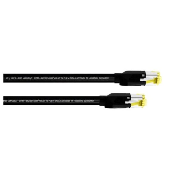 Cordial 15581 RJ45 síťové kabely, propojovací kabely CAT 7a S/FTP 10.00 m černá krytí PUR 1 ks