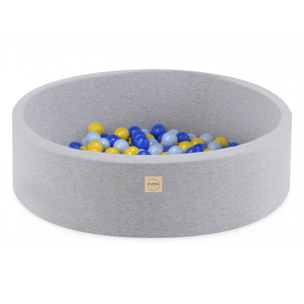 PLUSH NEST PLUSH NEST Suchý bazén kulatý Bavlna světle šedý Ø 90 × 30 cm s 200 míčky