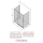 CERANO - Třístěnný sprchový kout Santini U L/P - 6 mm - černá matná, transparentní sklo - 140x80x195 - pivotový CER-8050BD7878