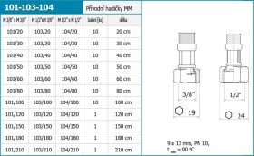 NOVASERVIS - Nerezová hadička M1/2" x M3/8"-120cm PWS88
