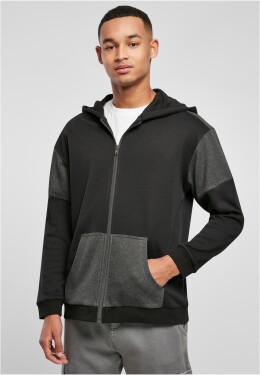 Oversized Patch Zip Hoody černá/uhlová