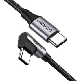 Ugreen nabíjecí kabel USB-C - USB-C úhlový černá / Nabíjecí kabel / PD, QC 3.0 / 60W / 3A / 1m (50123B)