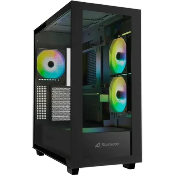 Sharkoon Rebel C60 Black RGB černá / ATX / 2x USB 3.2 / 1x USB-C / 3x 120mm / bez zdroje / průhledná bočnice (4044951040032)