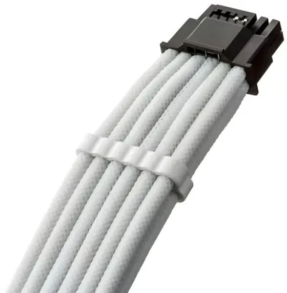 CableMod PRO ModMesh C-Series 12VHPWR StealthSense bílá / PCIe napájecí kabel / 16-pin na 90° 16-pin (CM-PCSS-16PR-N65KW-5PW-R-SS)